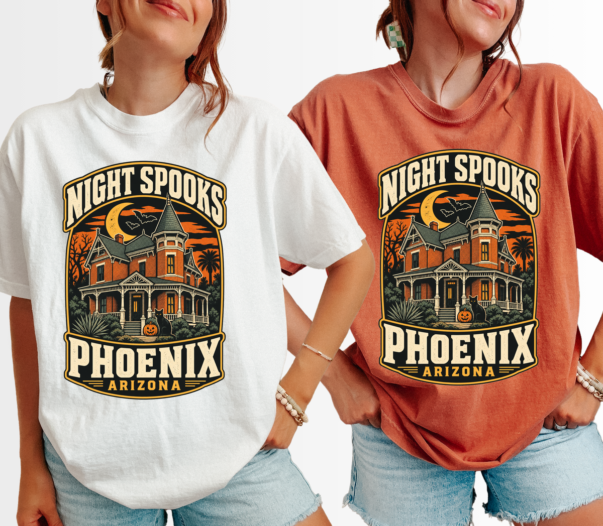 Phoenix Halloween T-Shirt, Rosson House Black Cat and Pumpkin, Retro Arizona Souvenir, Comfort Colors Spooky Season