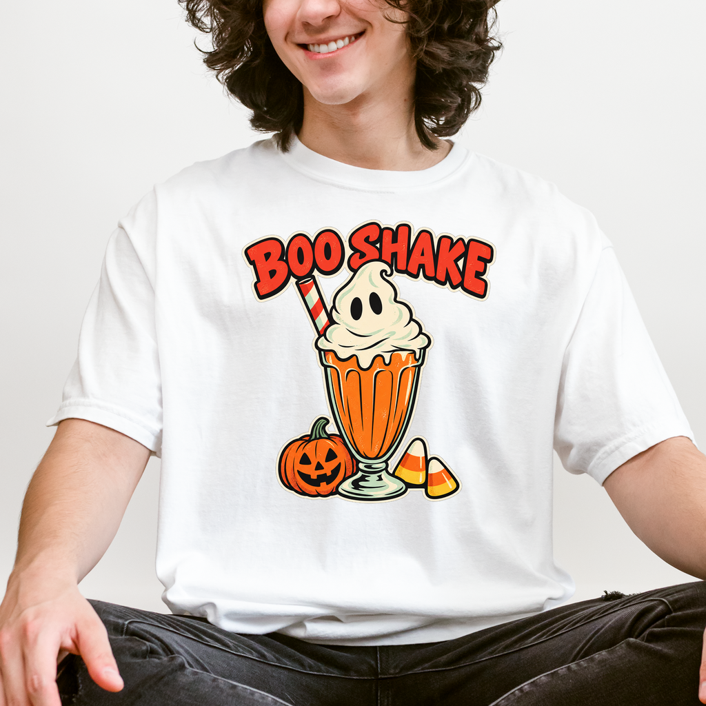 Monster Milkshake Halloween T-Shirt, Boo Shake Ghost Whipped Cream, Retro Diner Comfort Colors Pumpkin Design