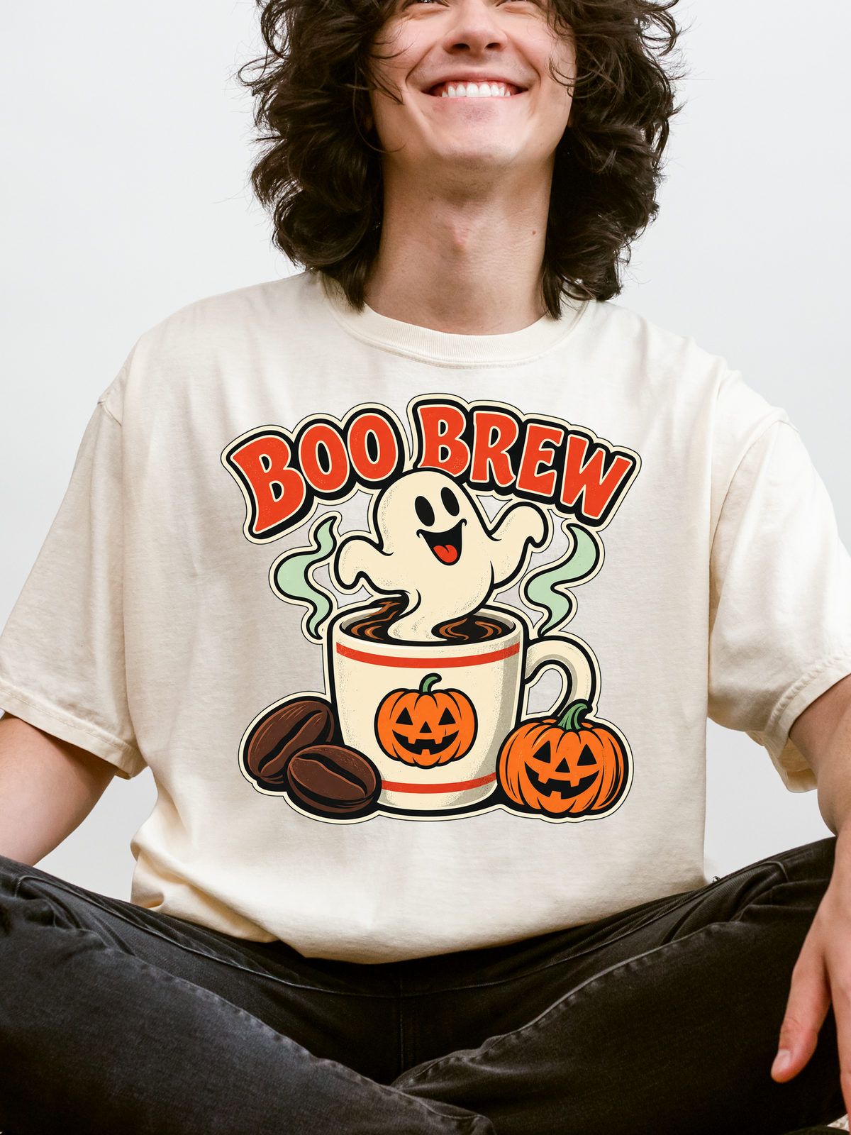 Halloween T-Shirt, Boo Brew Ghost Coffee, Retro Diner Art, Comfort Colors
