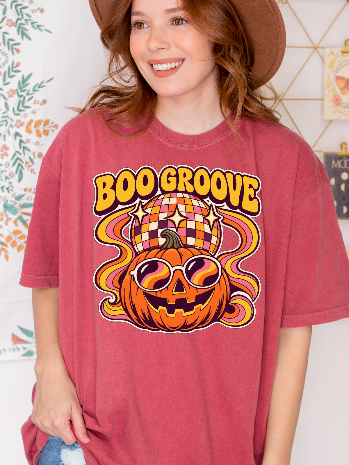 Halloween T-Shirt, Disco Pumpkin and Boo Groove, Retro Art, Comfort Colors